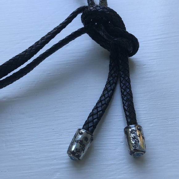 Vintage Y2K Brighton Black Leather Lariat Belt Western Cowgirl Southwest - Picture 4 of 9